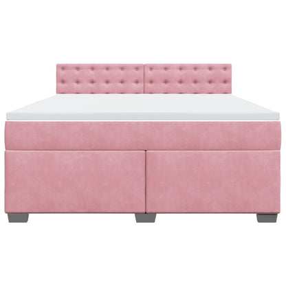 Giroletto a Molle con Materasso Rosa 180x200 cm in Velluto | homemem39