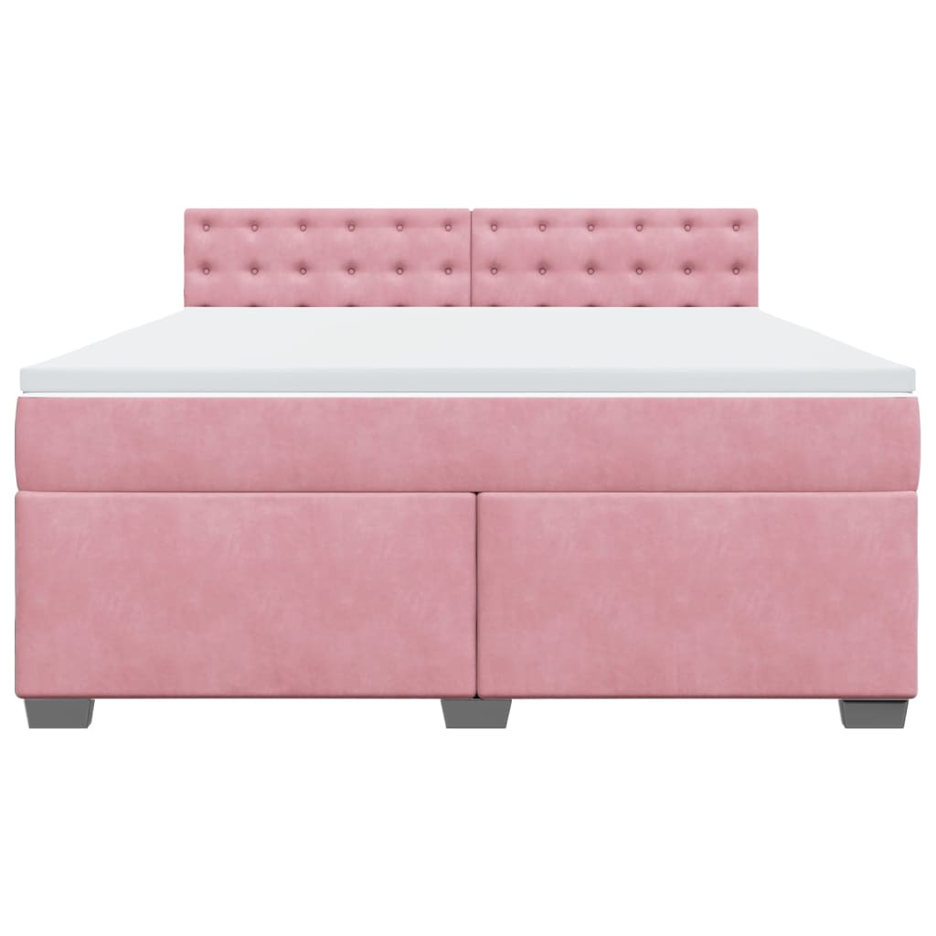 Giroletto a Molle con Materasso Rosa 180x200 cm in Velluto