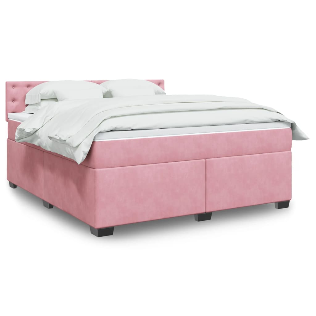 Giroletto a Molle con Materasso Rosa 180x200 cm in Velluto