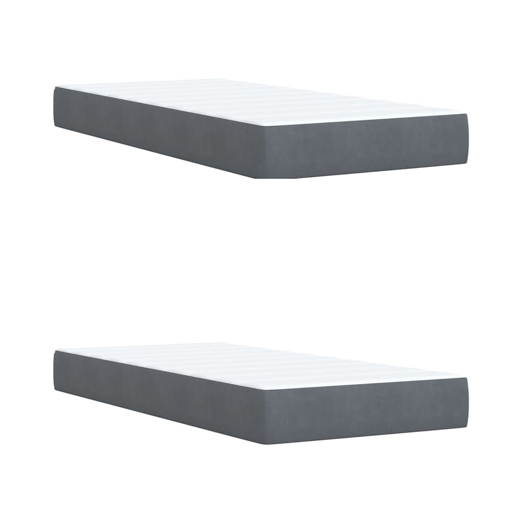 Giroletto a Molle con Materasso Grigio Scuro 200x200 cm Velluto