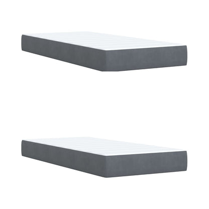 Giroletto a Molle con Materasso Grigio Scuro 200x200 cm Velluto