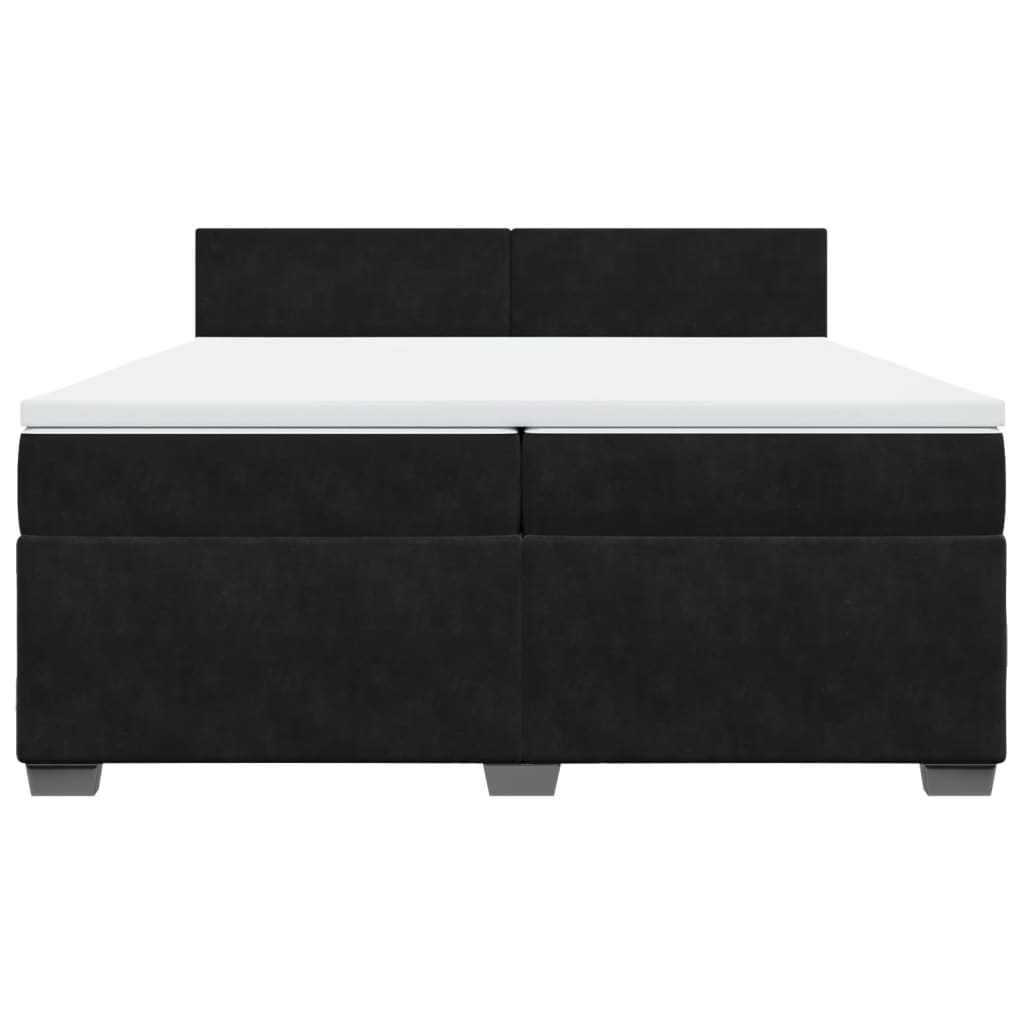 Giroletto a Molle con Materasso Nero 200x200 cm in Velluto