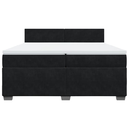 Giroletto a Molle con Materasso Nero 200x200 cm in Velluto