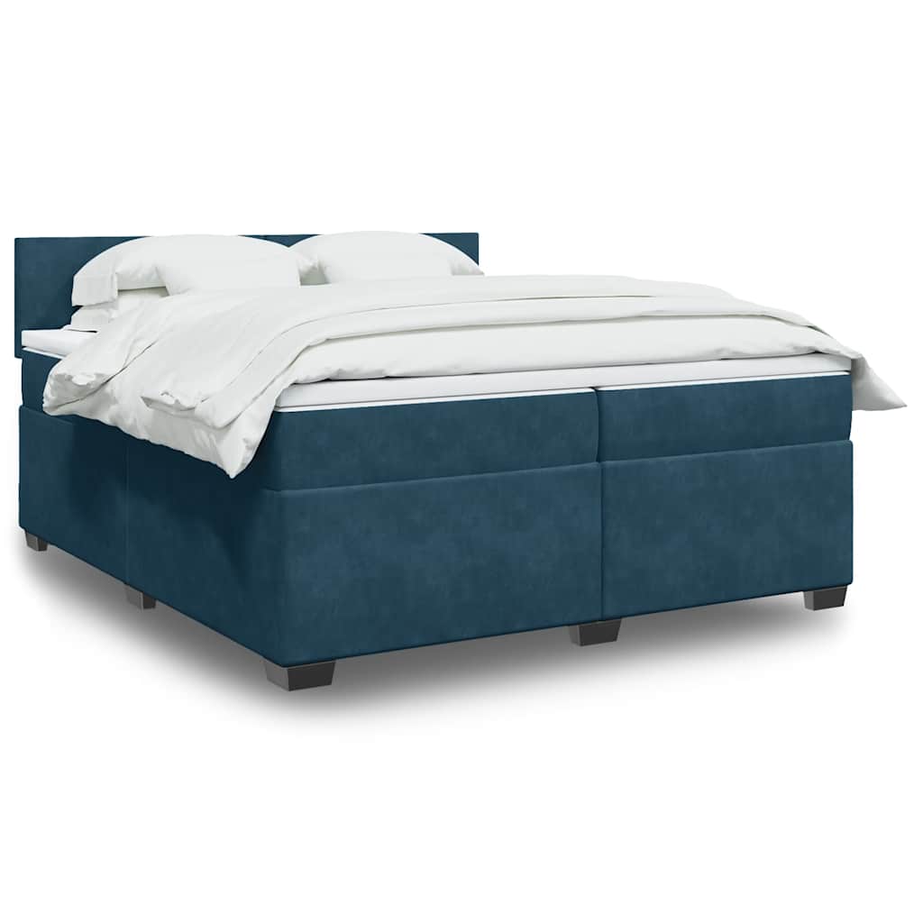Giroletto a Molle con Materasso Blu 200x200 cm in Velluto | homemem39
