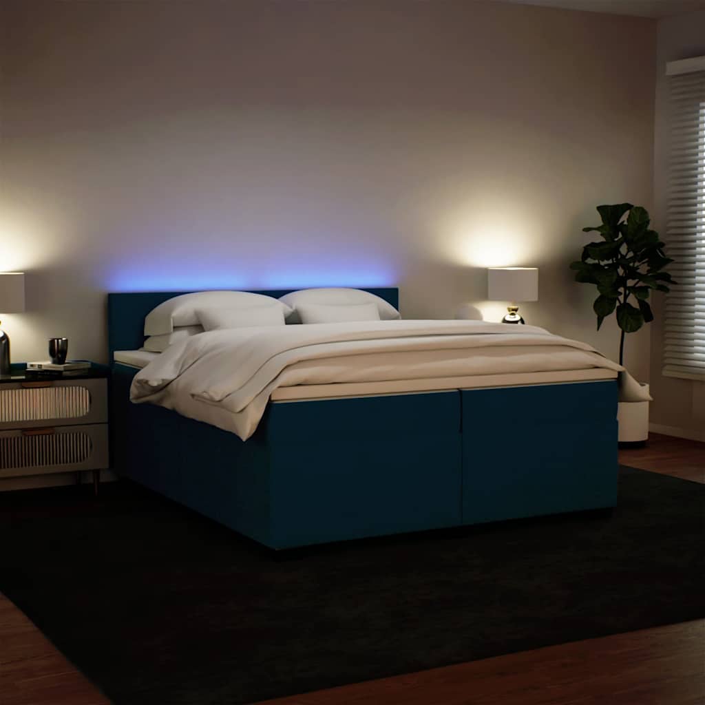 Giroletto a Molle con Materasso Blu 200x200 cm in Velluto | homemem39