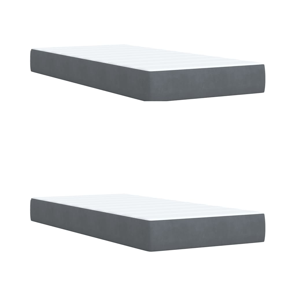Giroletto a Molle con Materasso Grigio Scuro 200x200 cm Velluto