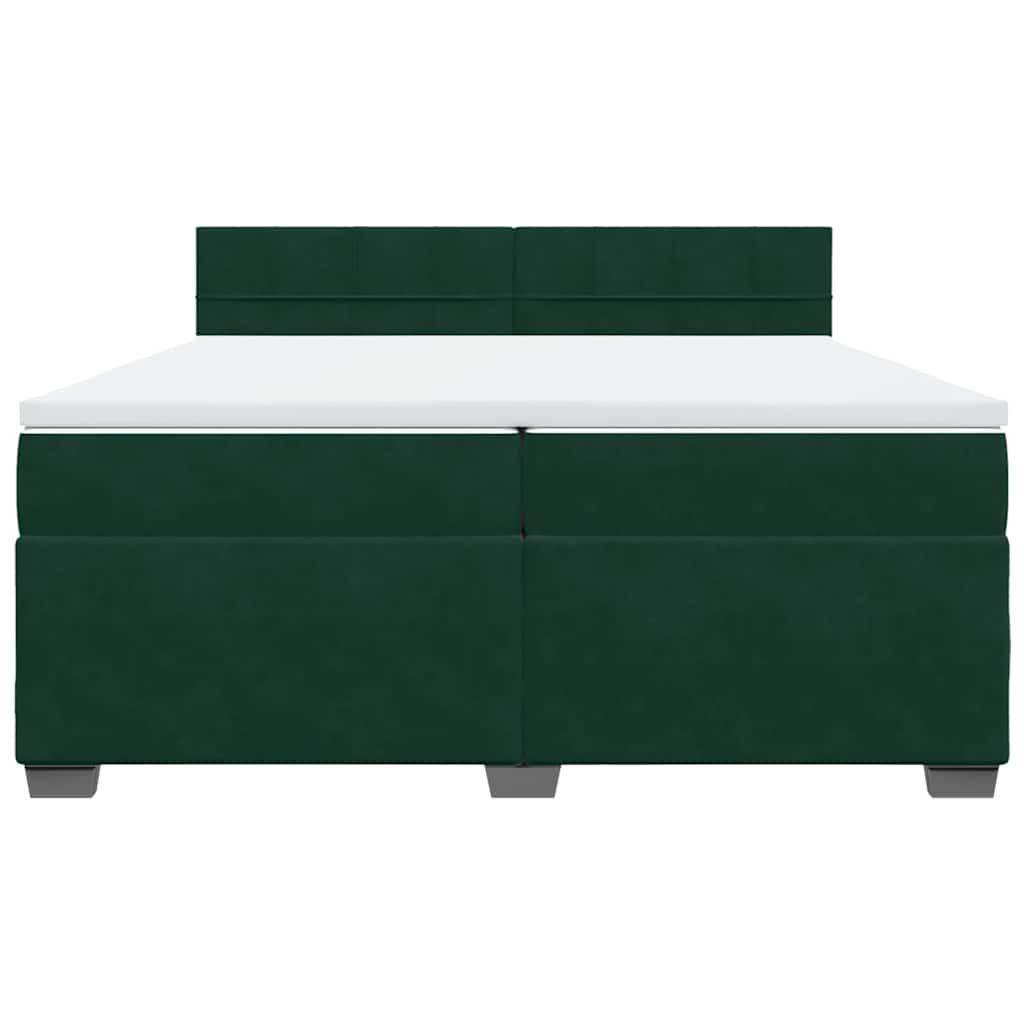 Giroletto a Molle con Materasso Verde Scuro 200x200 cm Velluto