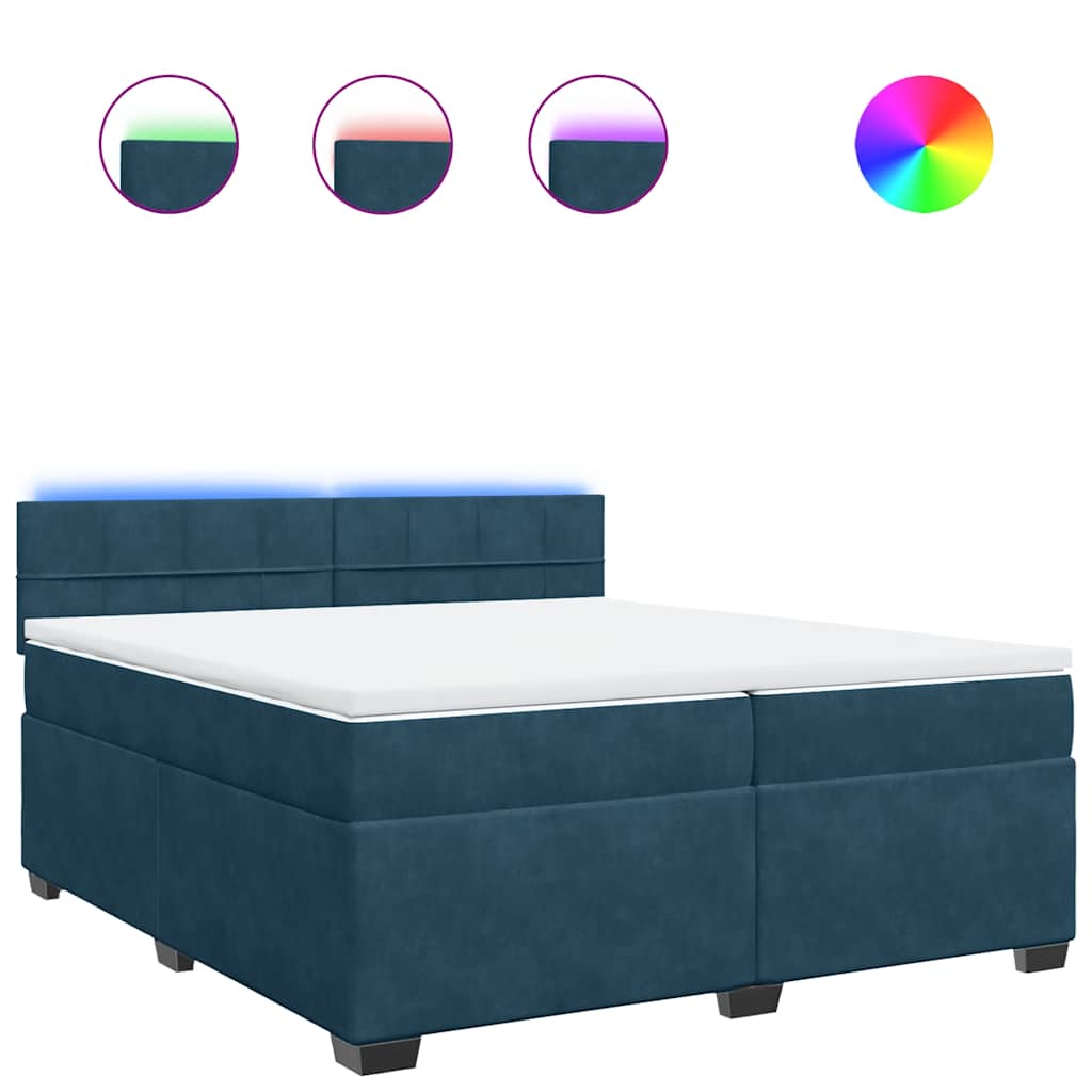 Giroletto a Molle con Materasso Blu 200x200 cm in Velluto | homemem39