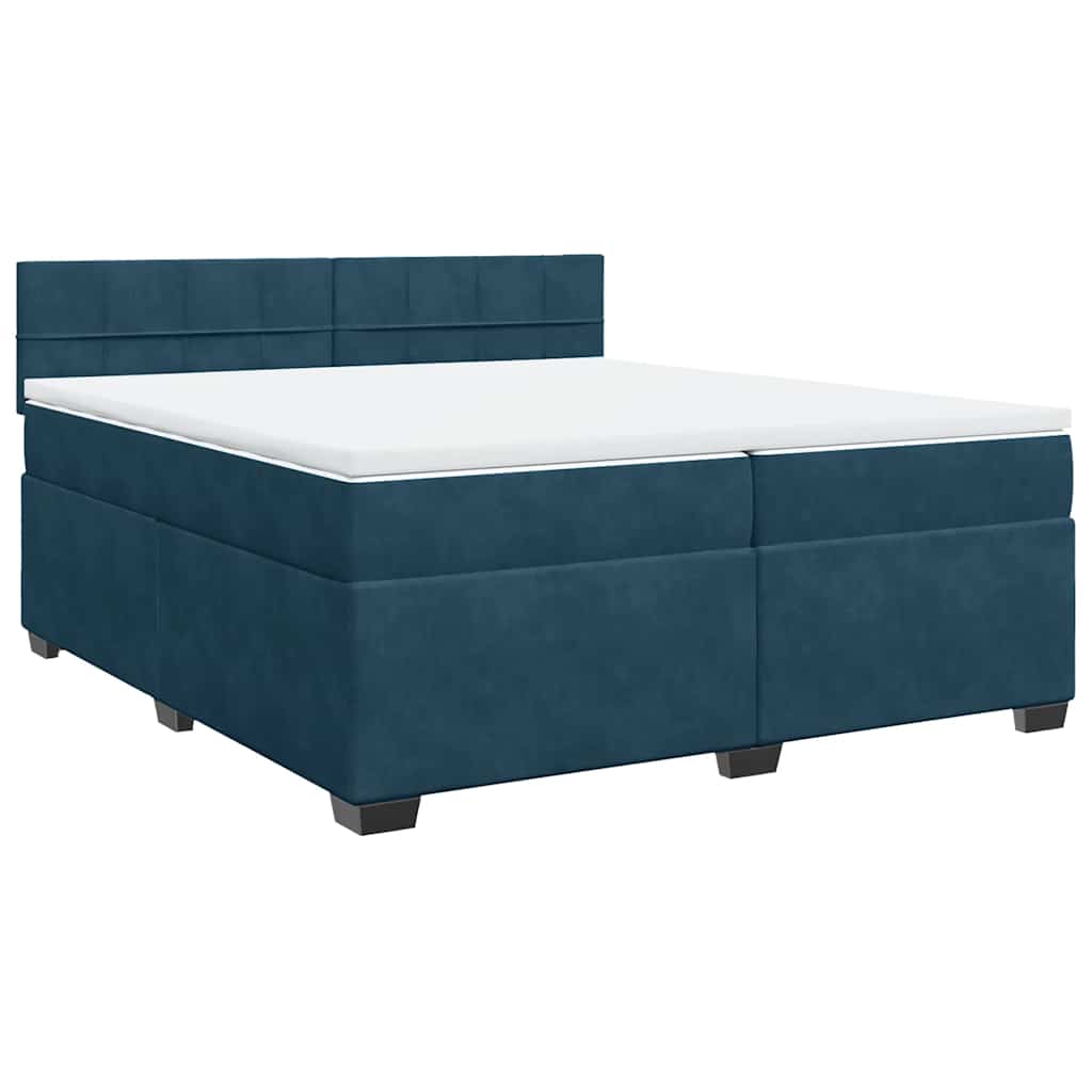 Giroletto a Molle con Materasso Blu 200x200 cm in Velluto | homemem39