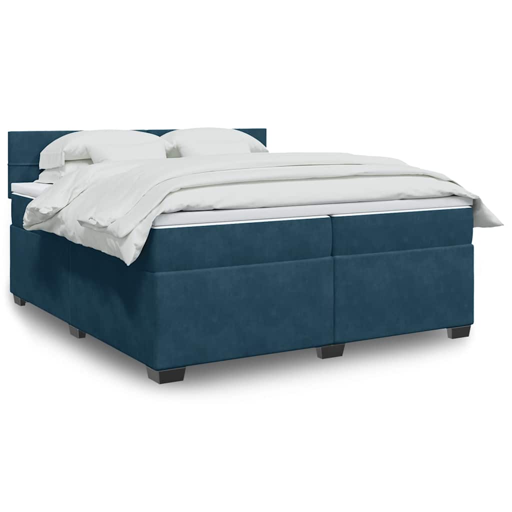 Giroletto a Molle con Materasso Blu 200x200 cm in Velluto | homemem39