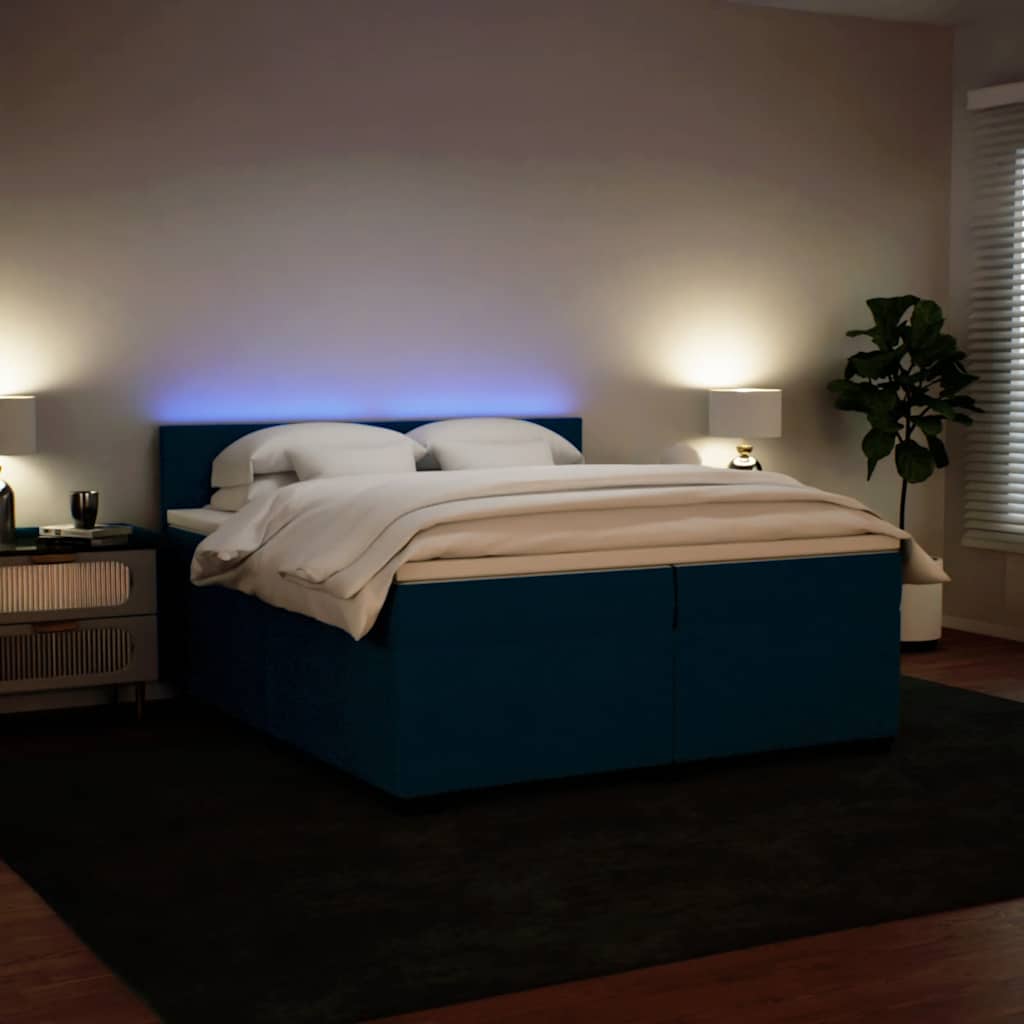 Giroletto a Molle con Materasso Blu 200x200 cm in Velluto | homemem39