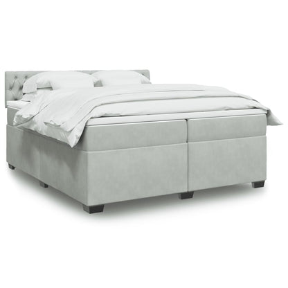 Giroletto a Molle con Materasso Grigio Chiaro 200x200cm Velluto