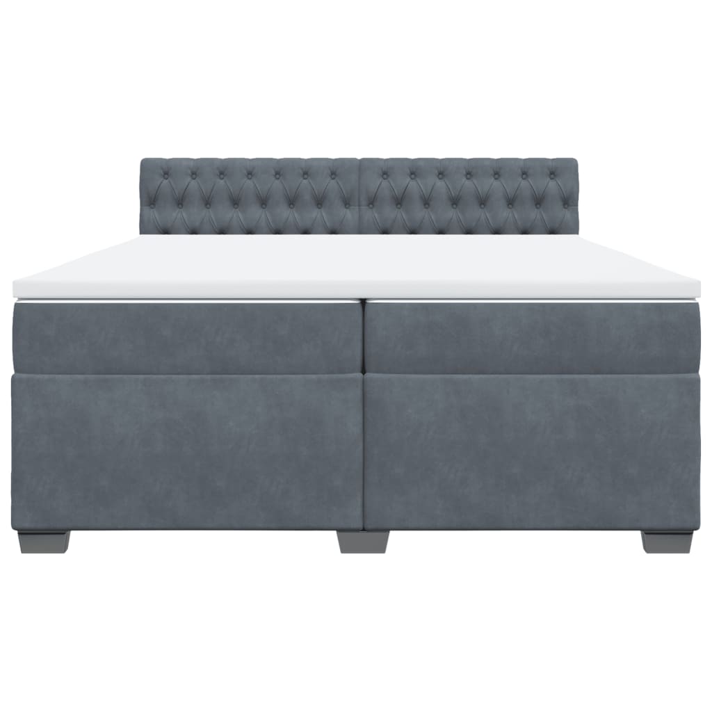 Giroletto a Molle con Materasso Grigio Scuro 200x200 cm Velluto - homemem39