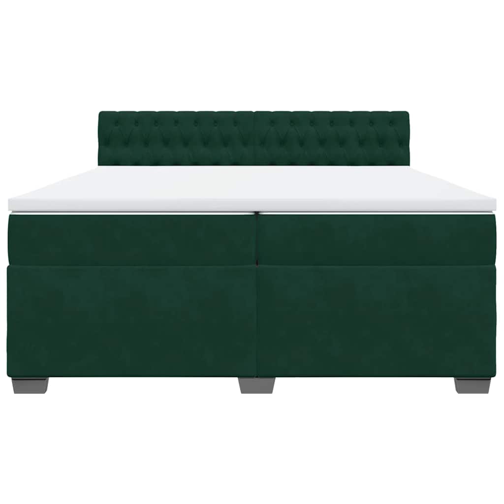 Giroletto a Molle con Materasso Verde Scuro 200x200 cm Velluto