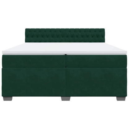 Giroletto a Molle con Materasso Verde Scuro 200x200 cm Velluto