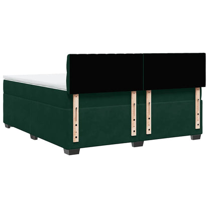 Giroletto a Molle con Materasso Verde Scuro 200x200 cm Velluto