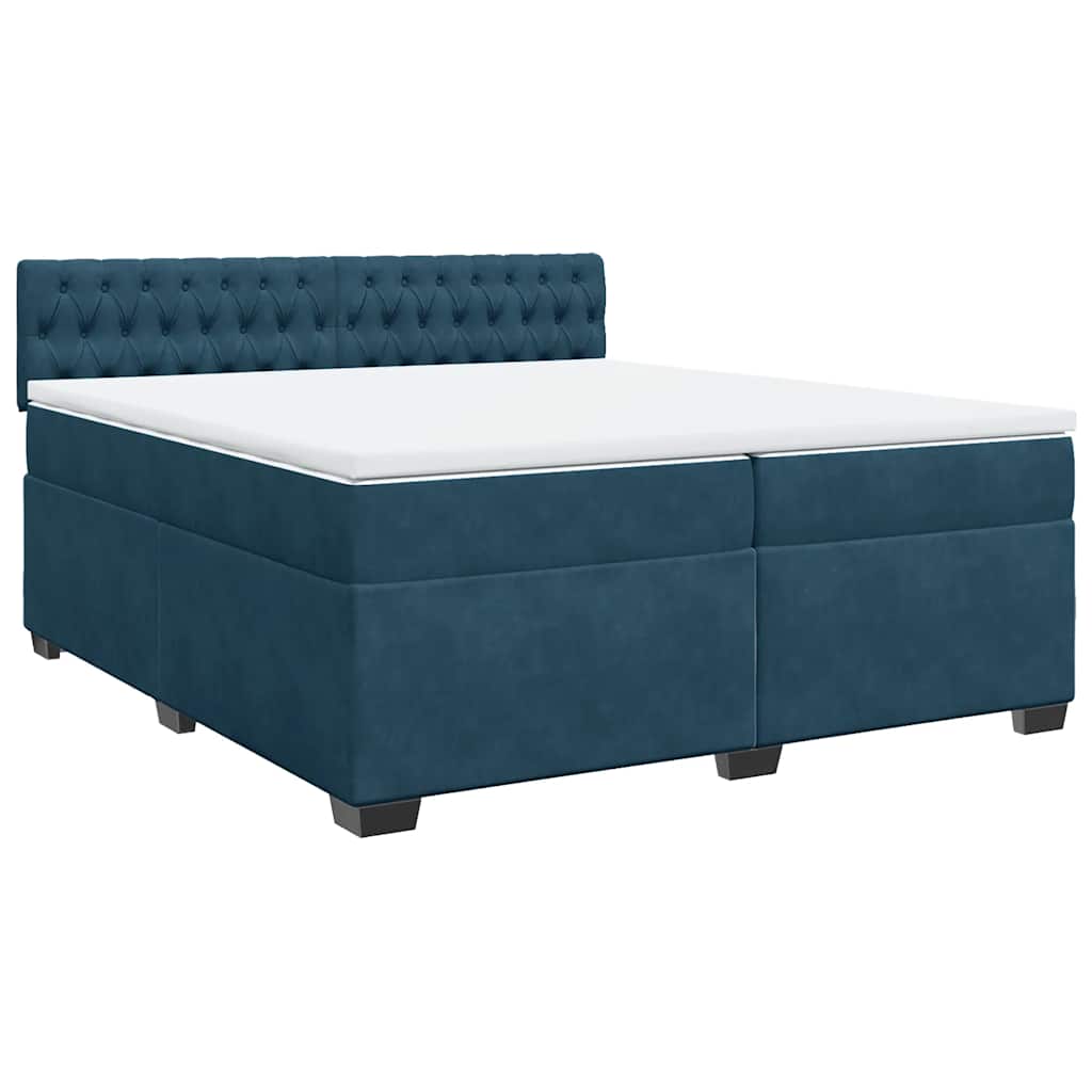 Giroletto a Molle con Materasso Blu 200x200 cm in Velluto | homemem39