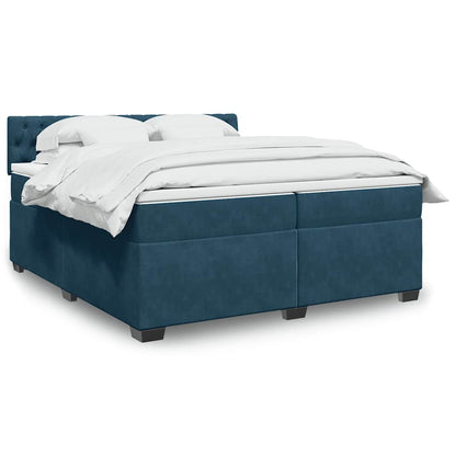 Giroletto a Molle con Materasso Blu 200x200 cm in Velluto | homemem39