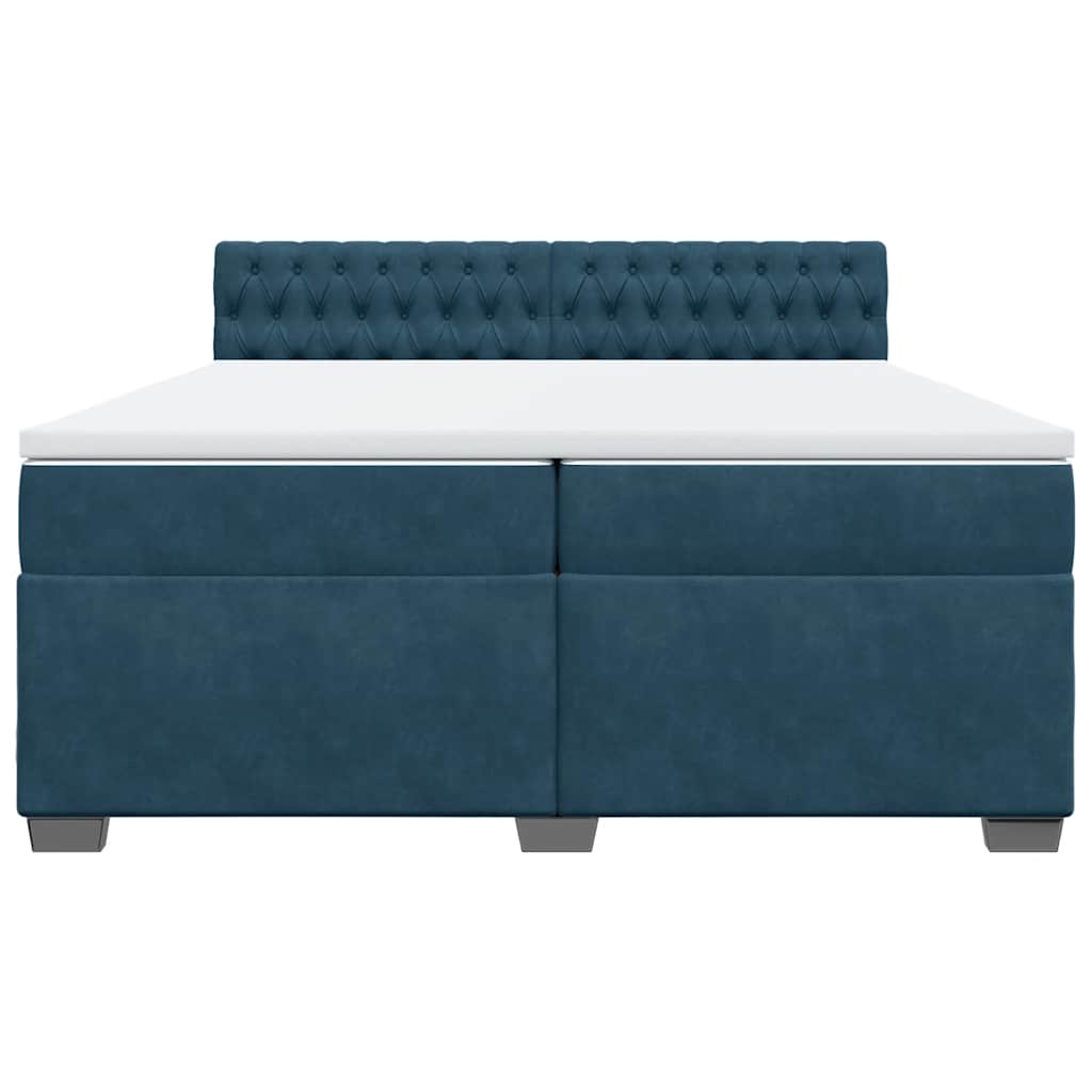 Giroletto a Molle con Materasso Blu 200x200 cm in Velluto | homemem39