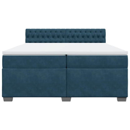 Giroletto a Molle con Materasso Blu 200x200 cm in Velluto | homemem39