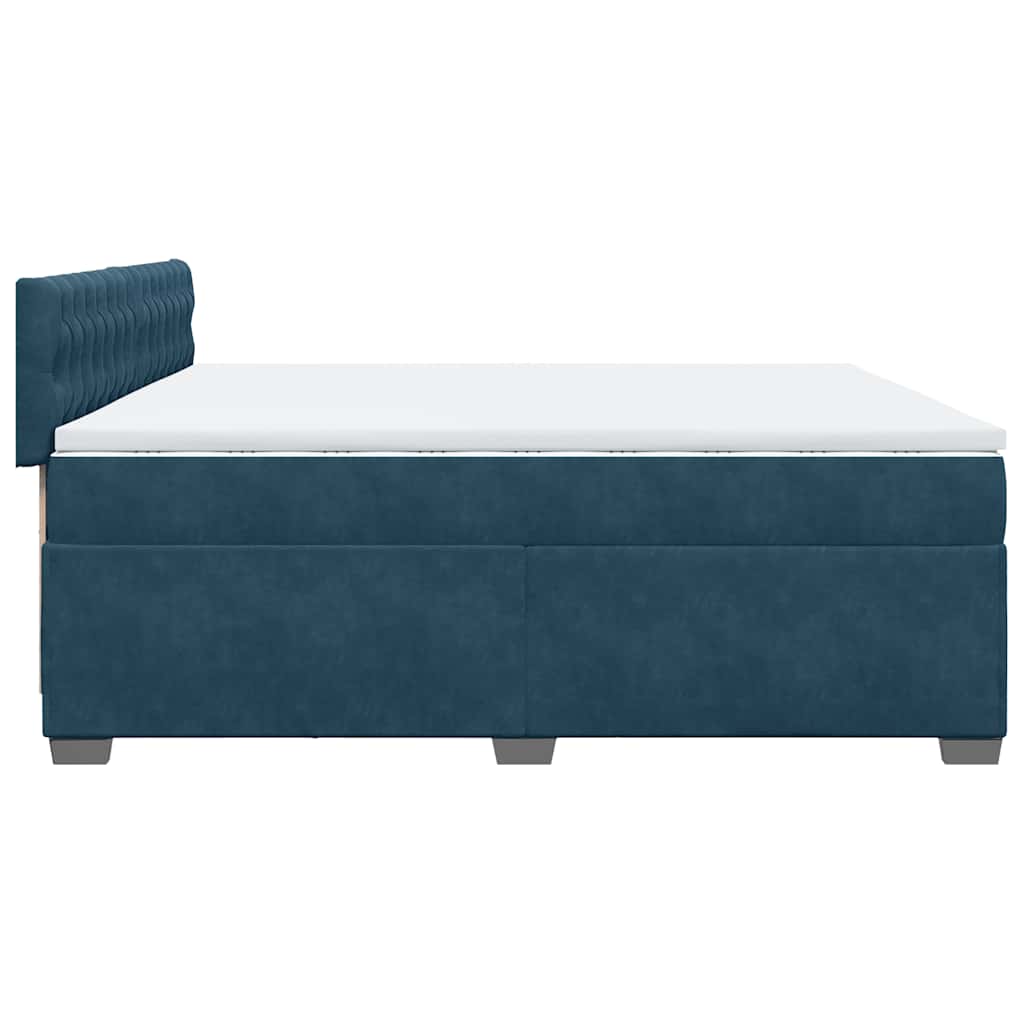 Giroletto a Molle con Materasso Blu 200x200 cm in Velluto | homemem39