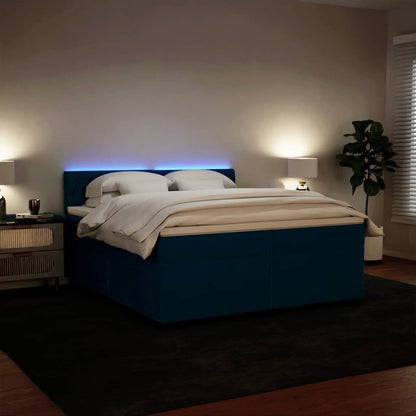 Giroletto a Molle con Materasso Blu 200x200 cm in Velluto | homemem39