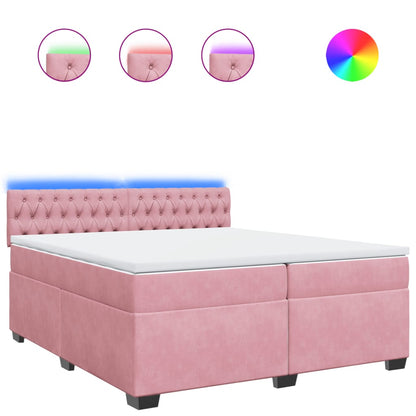 Giroletto a Molle con Materasso Rosa 200x200 cm in Velluto - homemem39