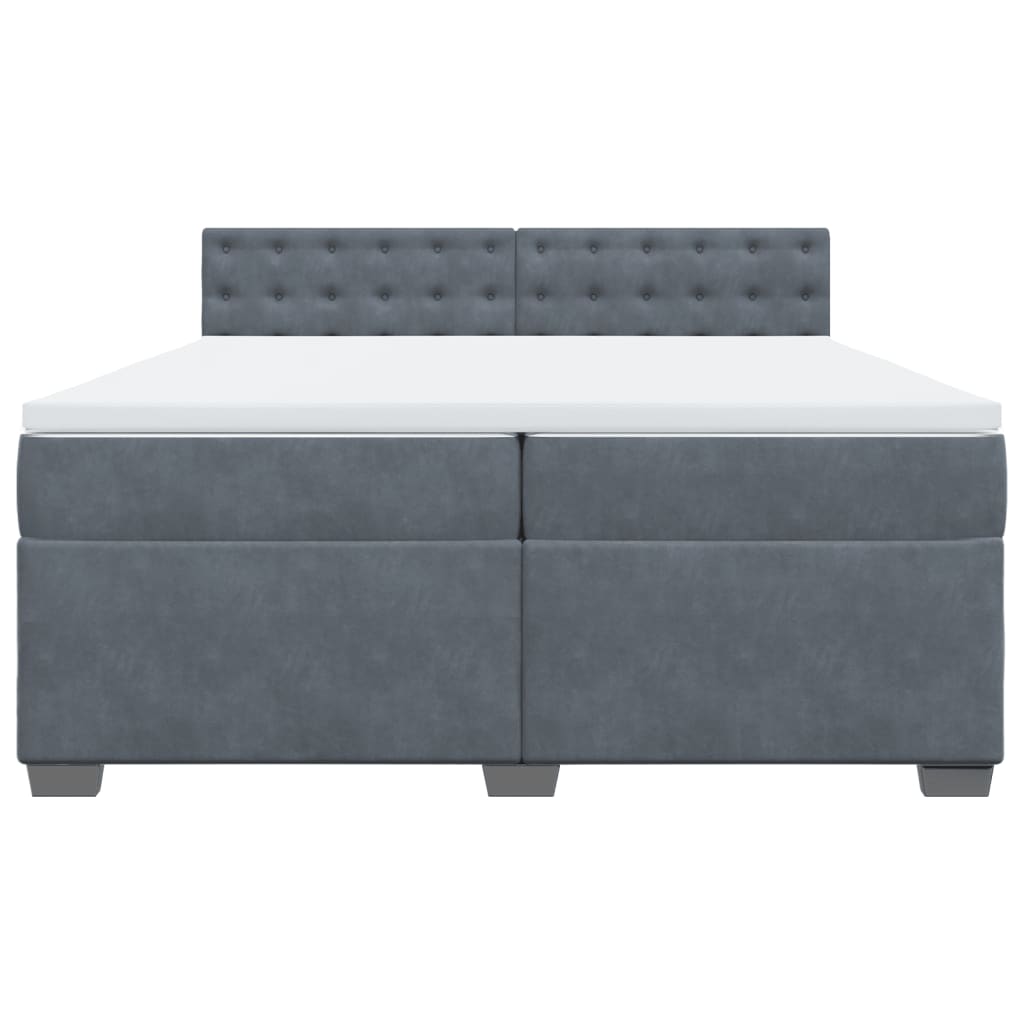 Giroletto a Molle con Materasso Grigio Scuro 200x200 cm Velluto - homemem39