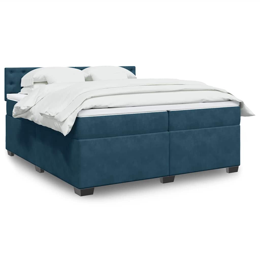 Giroletto a Molle con Materasso Blu 200x200 cm in Velluto | homemem39