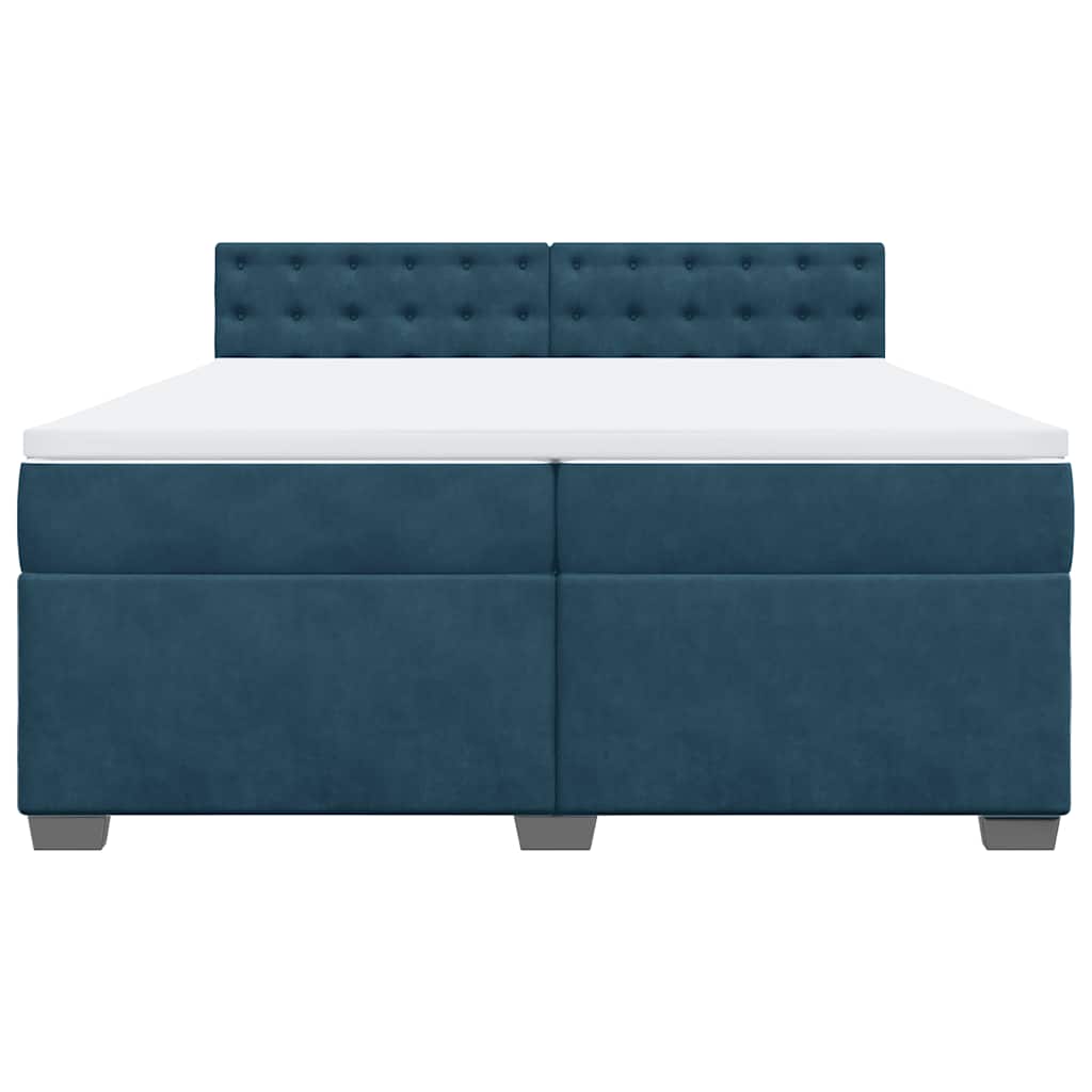 Giroletto a Molle con Materasso Blu 200x200 cm in Velluto | homemem39