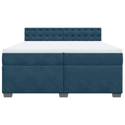 Giroletto a Molle con Materasso Blu 200x200 cm in Velluto | homemem39