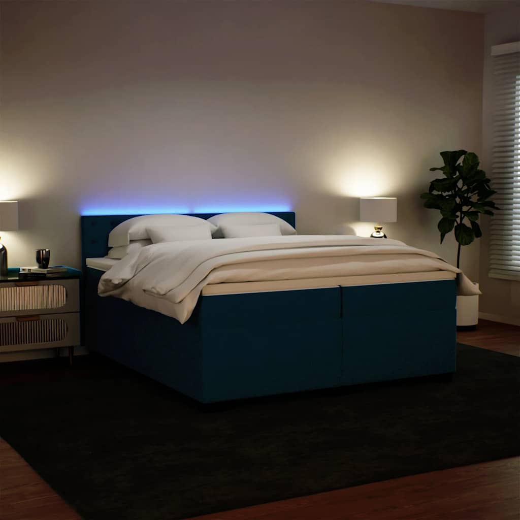 Giroletto a Molle con Materasso Blu 200x200 cm in Velluto | homemem39