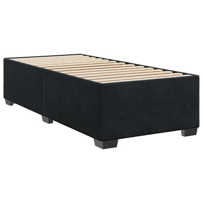 Letto a Molle con Materasso Nero Singolo in Velluto