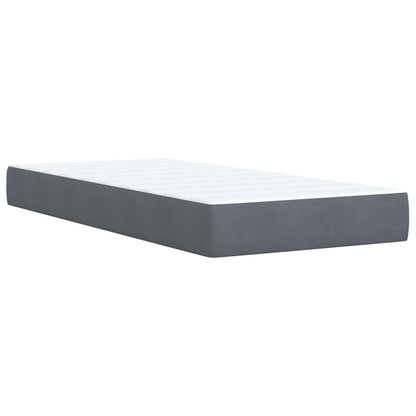 Letto a Molle con Materasso Grigio Scuro Singolo in Velluto