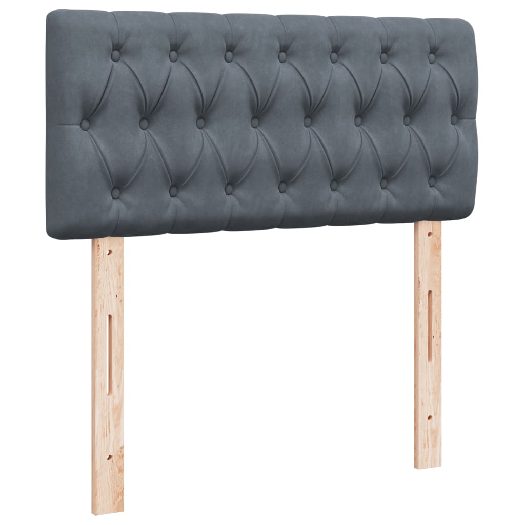 Letto a Molle con Materasso Grigio Scuro Singolo in Velluto