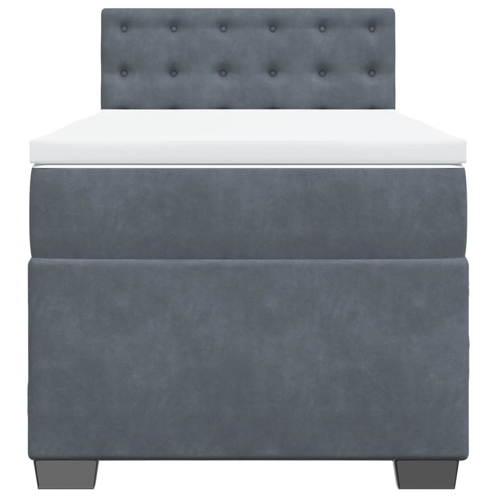 Letto a Molle con Materasso Grigio Scuro Singolo in Velluto - homemem39