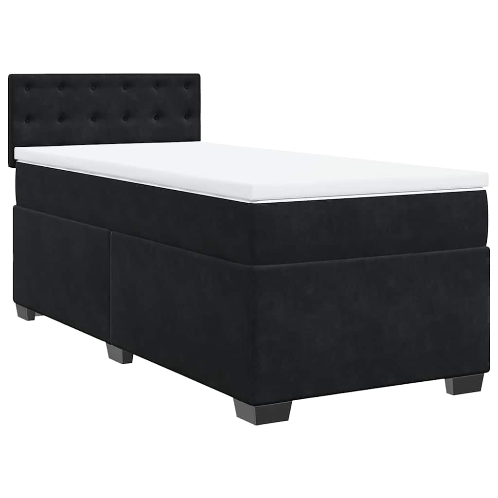 Letto a Molle con Materasso Nero Singolo in Velluto - homemem39