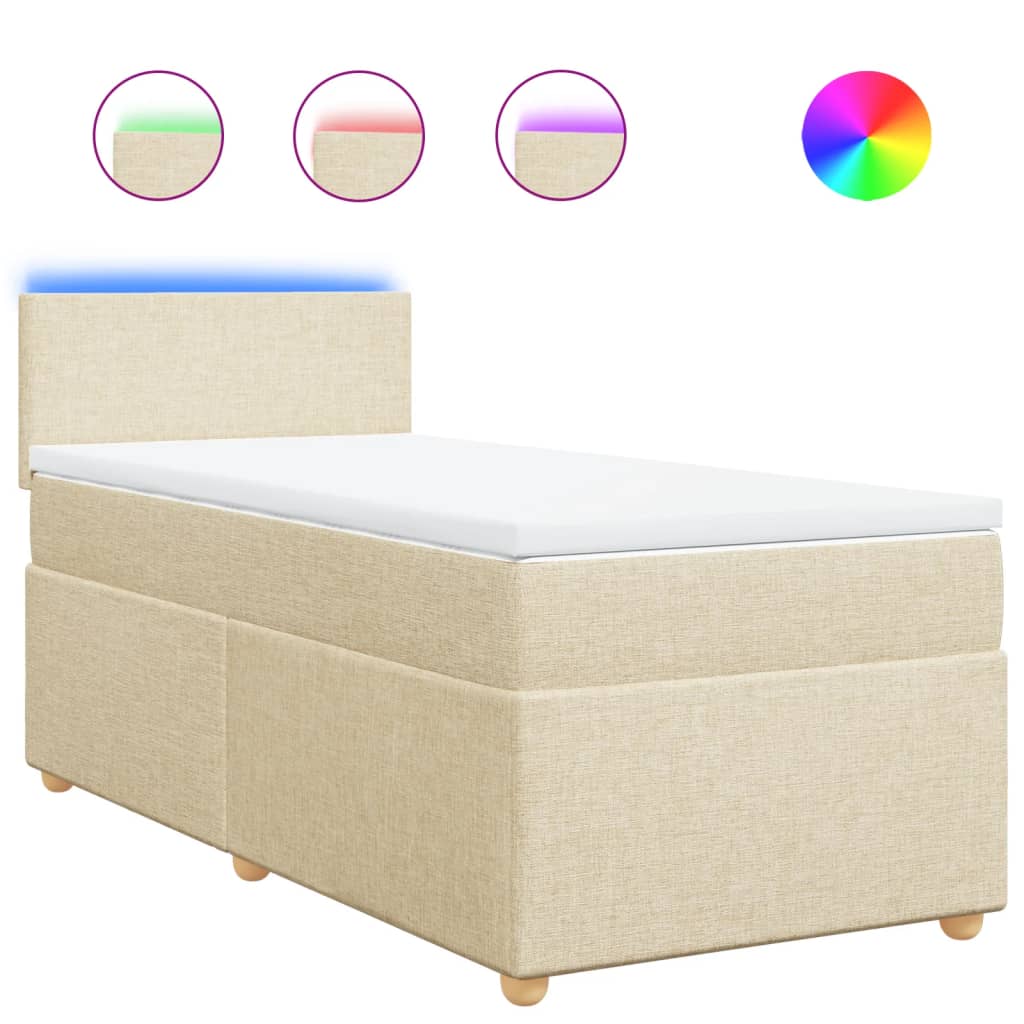 Giroletto a Molle con Materasso Crema 90x190 cm in Tessuto | homemem39