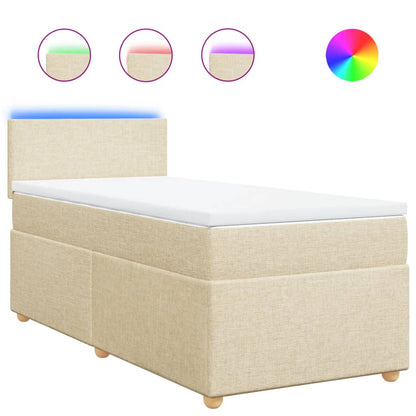 Giroletto a Molle con Materasso Crema 90x190 cm in Tessuto | homemem39