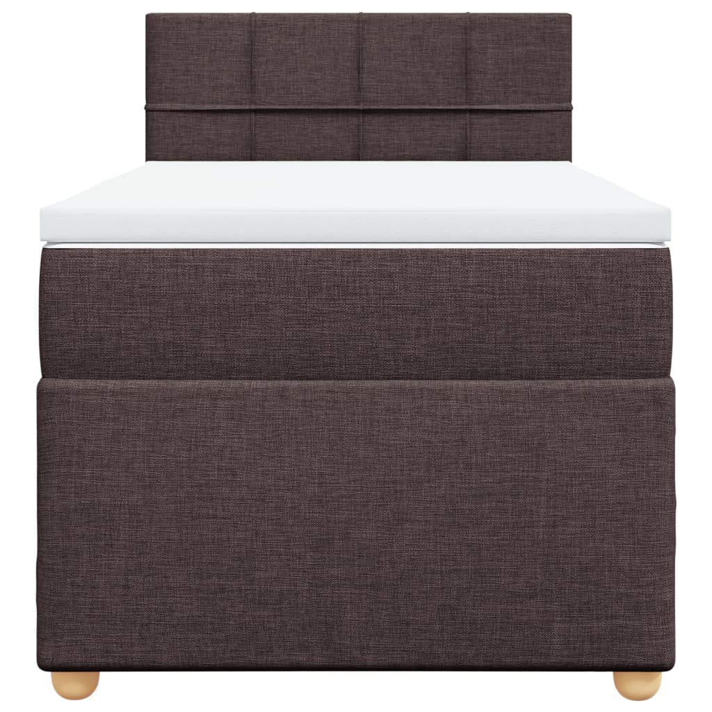 Giroletto a Molle con Materasso Marrone Scuro 90x190cm Tessuto