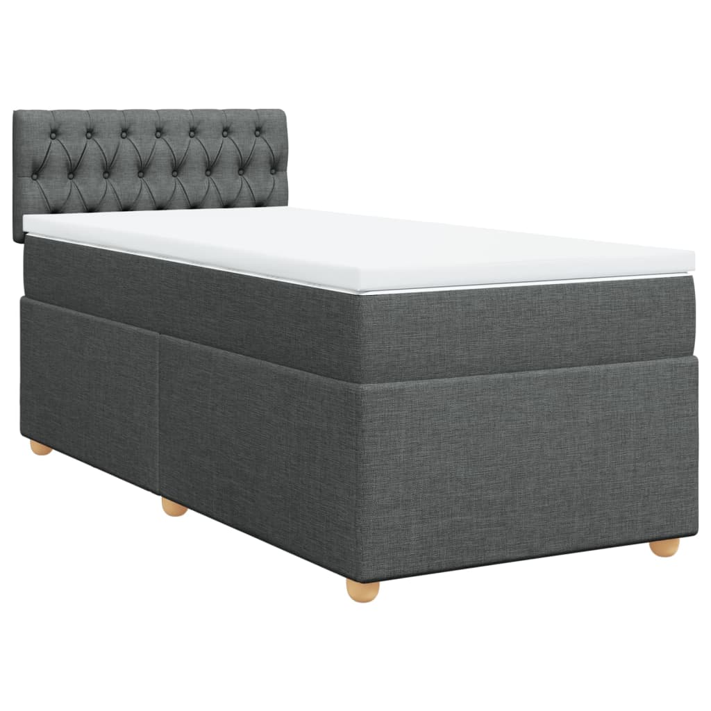 Giroletto a Molle con Materasso Grigio Scuro 90x190 cm Tessuto