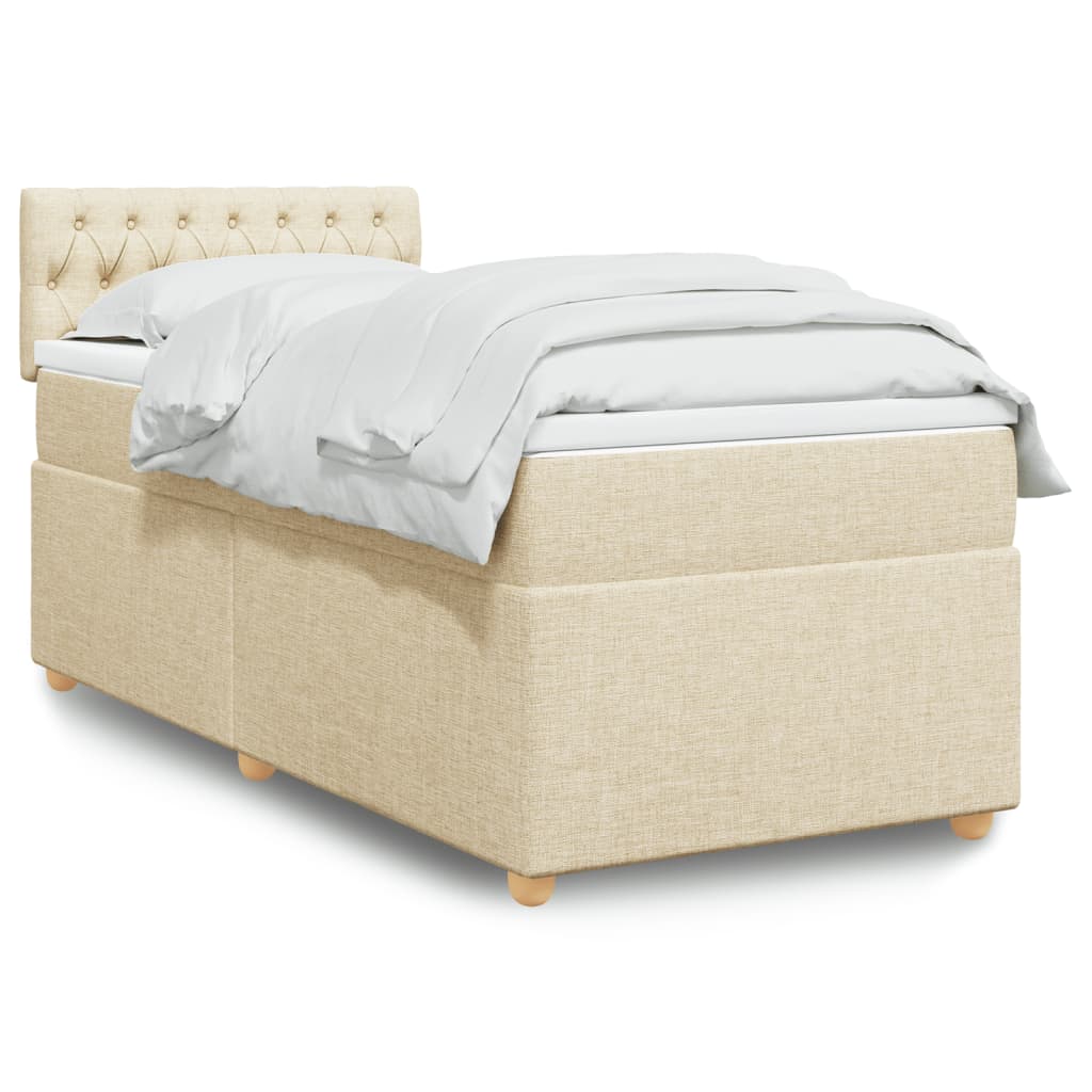 Giroletto a Molle con Materasso Crema 90x190 cm in Tessuto | homemem39