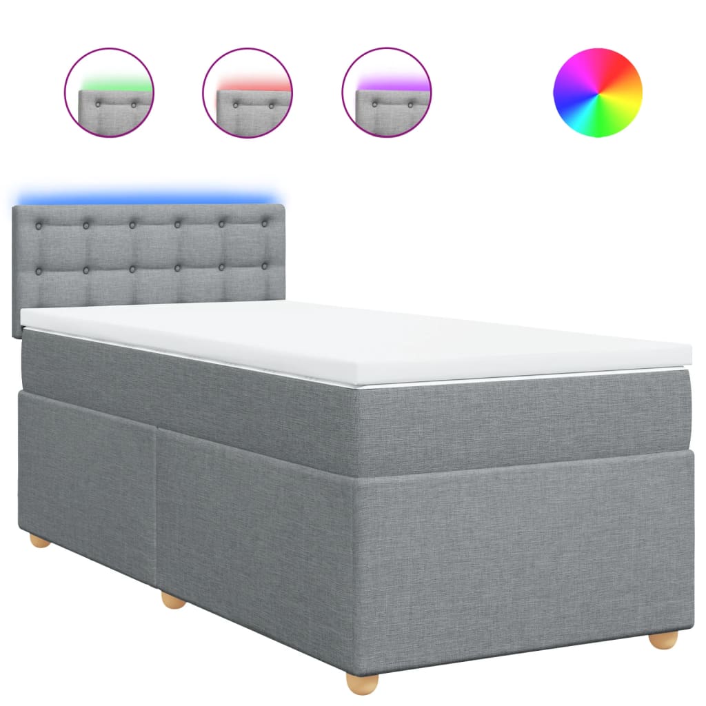 Giroletto a Molle con Materasso Grigio Chiaro 90x190 cm Tessuto - homemem39