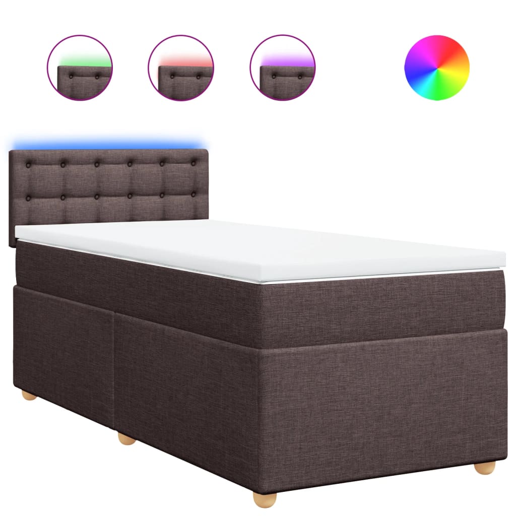 Giroletto a Molle con Materasso Marrone Scuro 90x190cm Tessuto | homemem39