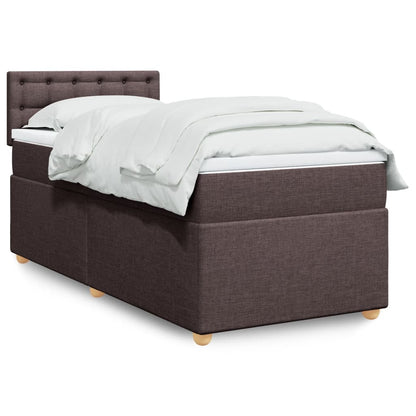 Giroletto a Molle con Materasso Marrone Scuro 90x190cm Tessuto | homemem39