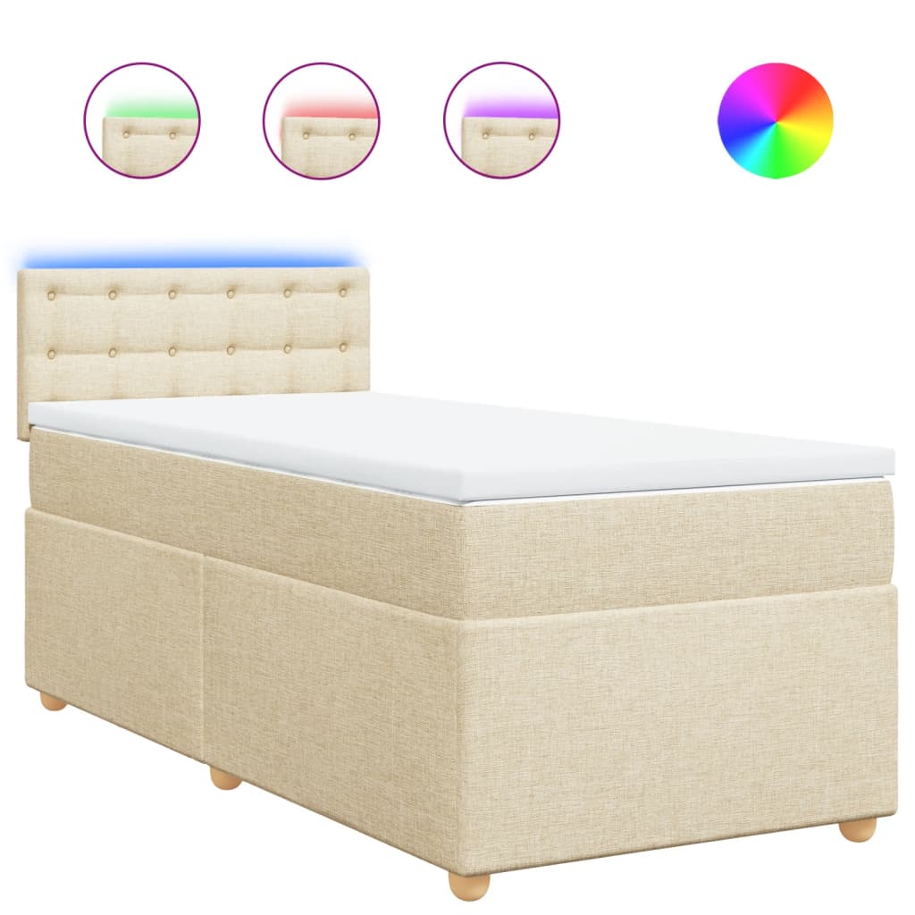 Giroletto a Molle con Materasso Crema 90x190 cm in Tessuto | homemem39