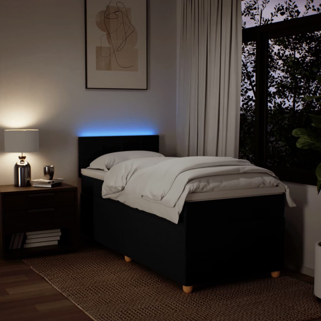 Giroletto a Molle con Materasso Nero 90x200 cm in Tessuto - homemem39