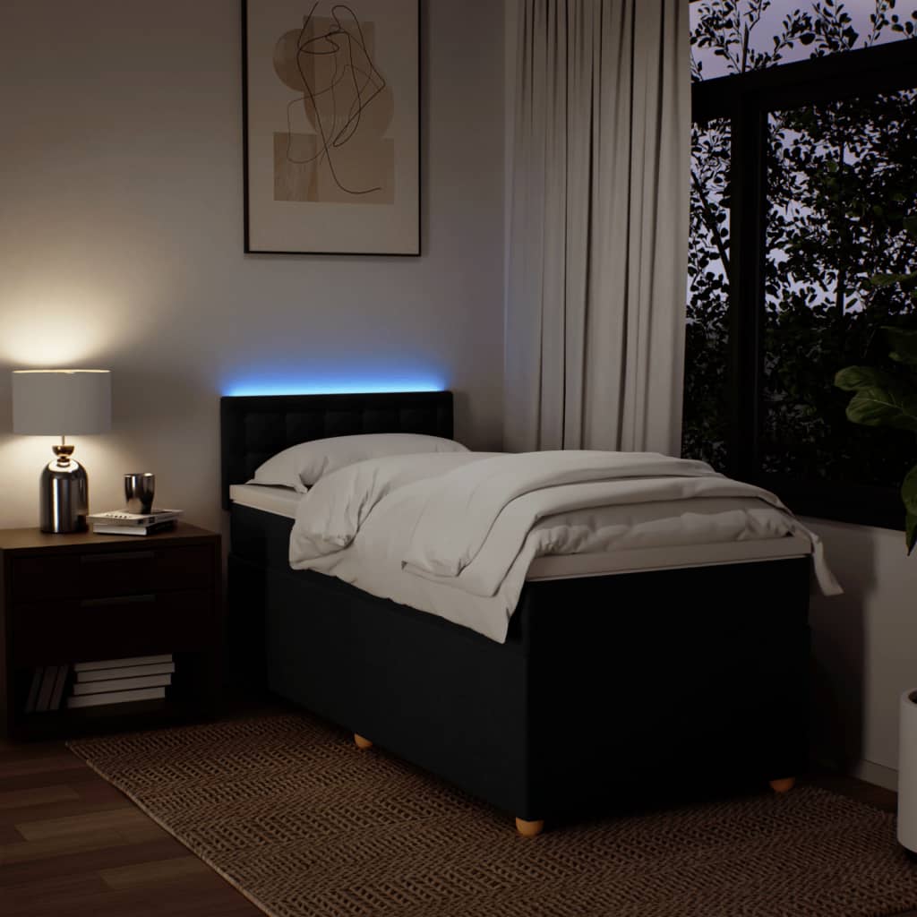 Giroletto a Molle con Materasso Nero 90x200 cm in Tessuto - homemem39