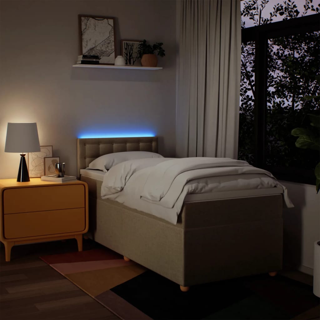 Giroletto a Molle con Materasso Crema 90x200 cm inTessuto - homemem39