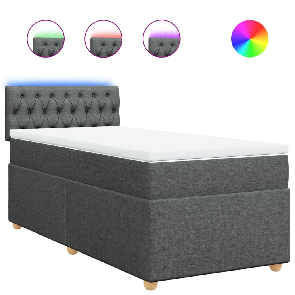 Giroletto a Molle con Materasso Grigio Scuro 100x200 cm Tessuto